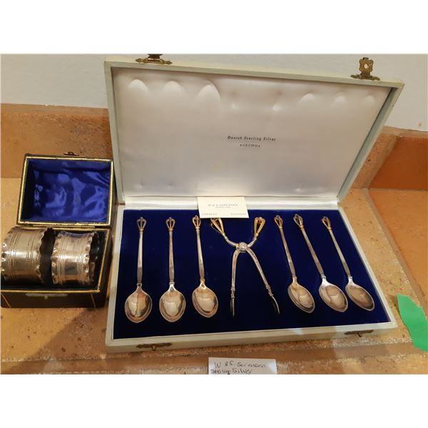 Sterling Silver with Gold Plated Crown Spoons and Tonguge A
