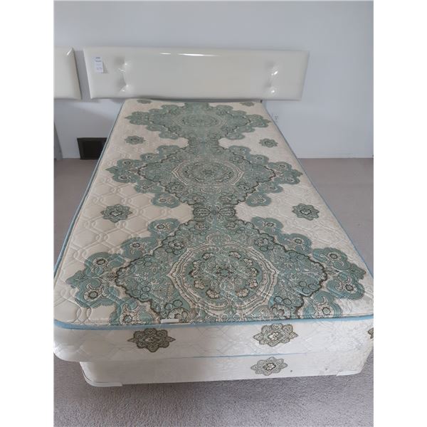 Vintage Viynal Headboard & Single Bed C