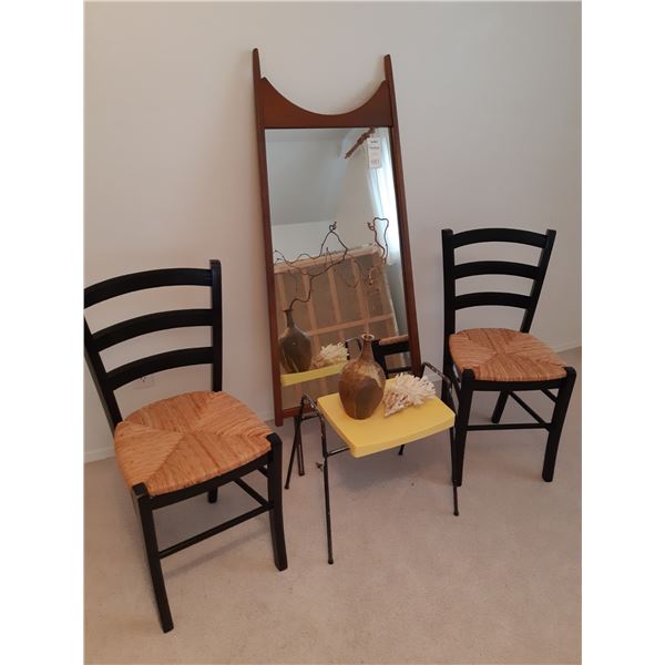 Teak Mirror, Chairs & Decor A
