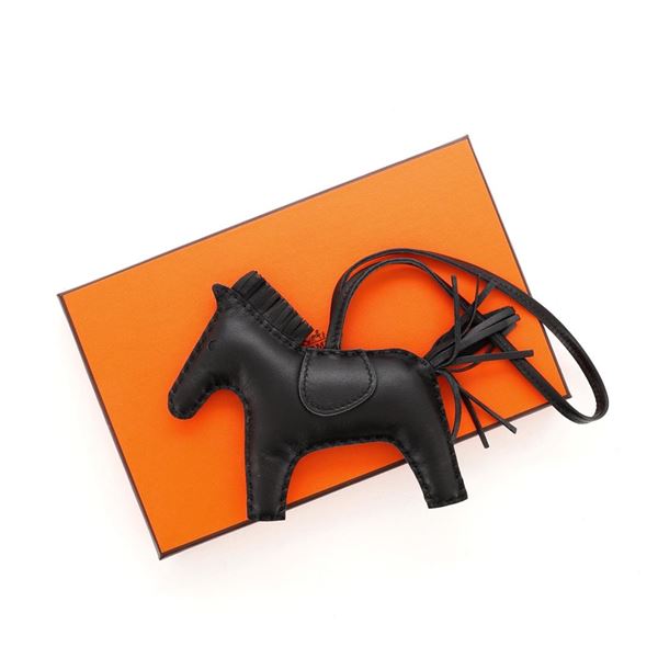 Hermes So Black GriGri Rodeo Bag Charm Leather MM Black