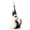 Image 1 : Fendi Super Karlito Pom Pom Bag Charm Fur with Leather Black, Neutral