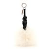 Image 2 : Fendi Super Karlito Pom Pom Bag Charm Fur with Leather Black, Neutral