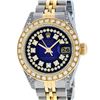 Image 2 : Rolex Ladies 2 Tone Blue Vignette Diamond Lugs 26MM Datejust Oyster Perpetual Wr