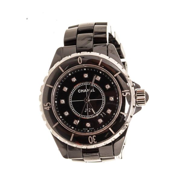 Chanel Black J12 Diamo Watch
