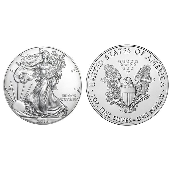 2018 American Silver Eagle .999 Fine Silver Dollar Coin