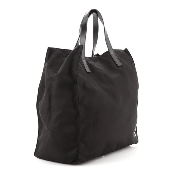 Prada Porter Travel Convertible Open Tote Tessuto Large Black