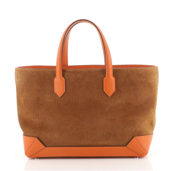 Hermes Maxibox Cabas Doblis Suede with Epsom 30 Brown