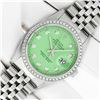 Image 2 : Rolex Men's Stainless Steel Green Diamond Datejust Wristwatch