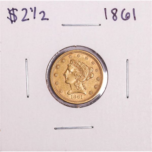 1861 New Reverse $2 1/2 Liberty Head Quarter Eagle Gold Coin