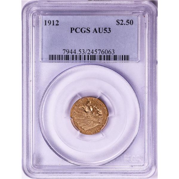 1912 $2 1/2 Indian Head Quarter Eagle Gold Coin PCGS AU53