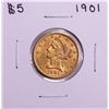 Image 1 : 1901 $5 Liberty Head Half Eagle Gold Coin