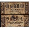 Image 1 : Lot of 1841 $1 & $2 Farmers Bank of Bucks County Bristol, PA Obsolete Bank Notes