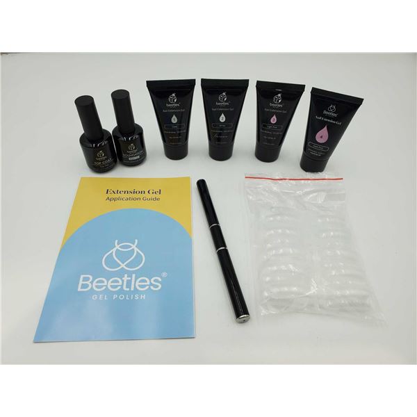 Beetles Poly Extension Gel Nail Kit 007 Base & Top Gel + 4 Fillcolors with application tool