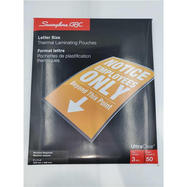 Swingline Letter size Thermal Laminating Pouches 3 mil x 50 count