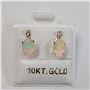 Image 1 : 10K Yellow Gold Opal(1.1ct) Moissanite(0.05ct) Earrings, Made in Canada, Suggested Retail Value $400