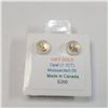 Image 4 : 10K Yellow Gold Opal(1.1ct) Moissanite(0.05ct) Earrings, Made in Canada, Suggested Retail Value $400