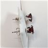 Image 3 : 10K White Gold Garnet(1.8ct) Round 6X6Mm Earrings, Made in Canada, Suggested Retail Value $300