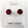 Image 5 : 10K White Gold Garnet(1.8ct) Round 6X6Mm Earrings, Made in Canada, Suggested Retail Value $300
