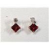 Image 1 : 10K Yellow Gold Garnet(0.4ct) Diamond(0.06ct) Earrings, Made in Canada, Suggested Retail Value $500