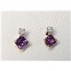Image 1 : 10K Yellow Gold Amethyst(0.4ct) Diamond(0.06ct) Earrings, Made in Canada, Suggested Retail Value $50