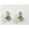 Image 1 : 10K Yellow Gold Peridot(0.4ct) Diamond(0.06ct) Earrings, Made in Canada, Suggested Retail Value $400