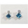 Image 1 : 10K Yellow Gold Blue Topaz(0.44ct) Diamond(0.06ct) Earrings, Made in Canada, Suggested Retail Value 