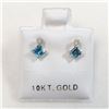 Image 3 : 10K Yellow Gold Blue Topaz(0.44ct) Diamond(0.06ct) Earrings, Made in Canada, Suggested Retail Value 