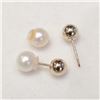 Image 2 : 10K Yellow Gold F.W. Pearl, 2 In 1 Reversible Earrings, Made in Canada, Suggested Retail Value $200