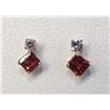 Image 1 : 10K Yellow Gold Garnet(0.44ct) Diamond(0.06ct) Earrings, Made in Canada, Suggested Retail Value $400
