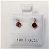 Image 3 : 10K Yellow Gold Garnet(0.44ct) Diamond(0.06ct) Earrings, Made in Canada, Suggested Retail Value $400