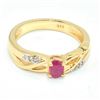 Image 1 : Gold plated Silver Ruby(0.2ct) Gold Rhodium Plated Ring (~weight 3.45g)