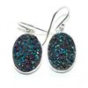 Image 1 : Silver Rainbow Druzy(17.1ct) Rhodium Plated Earrings (~weight 5.85g)
