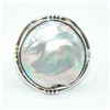 Image 1 : Silver Pearl(12.6ct) Rhodium Plated Ring (~weight 7.15g)