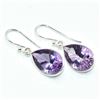 Image 1 : Silver Amethyst(6.3ct) Rhodium Plated Lazer Cut Earrings (~weight 3.55g)