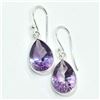 Image 3 : Silver Amethyst(6.3ct) Rhodium Plated Lazer Cut Earrings (~weight 3.55g)