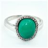Image 1 : Silver Green Onyx Cz(3.6ct) Rhodium Plated Ring (~weight 3.7g)