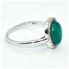 Image 2 : Silver Green Onyx Cz(3.6ct) Rhodium Plated Ring (~weight 3.7g)
