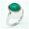 Image 3 : Silver Green Onyx Cz(3.6ct) Rhodium Plated Ring (~weight 3.7g)