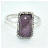 Image 1 : Silver Amethyst Cz(3.35ct) Rhodium Plated Ring (~weight 3.9g)