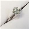 Image 2 : 10K White Gold Moissanite(1ct) With A Tapered Shank, 6-Prong Solitaire Ring (~Size 6)(Ring is resiza