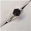 Image 2 : 10K White Gold Black Diamond(1.2ct) With A Tapered Shank, 6-Prong Solitaire Ring (~Size 6)(Ring is r