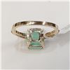 Image 6 : 10K Yellow Gold Emerald-Colombia(3.5ct) Diamonds(0.16Ct,I2-I3,G-H) With A Cathedral Shank, 16 Side D