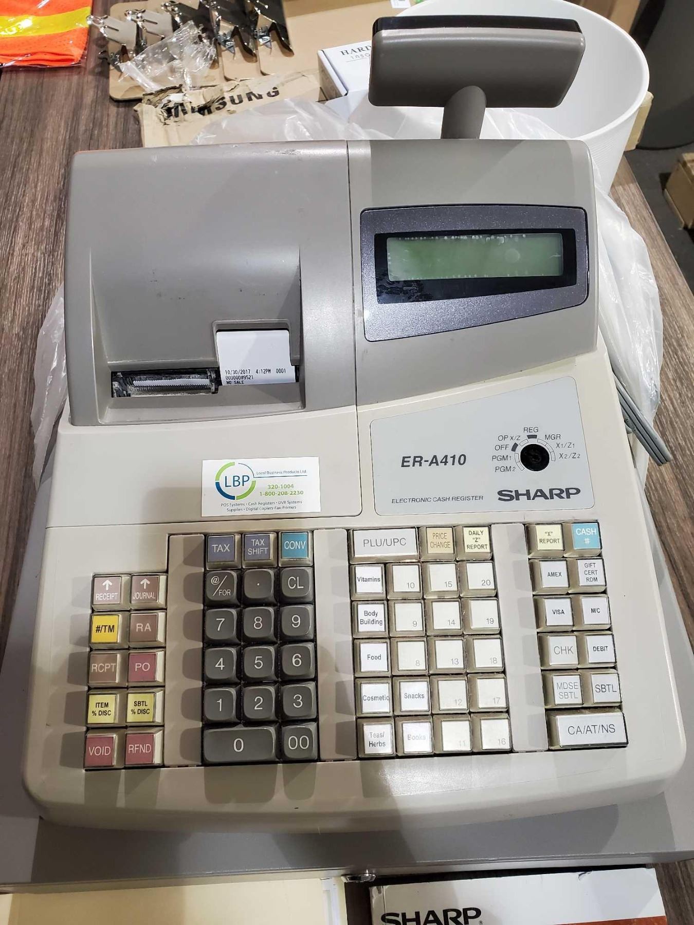 Sharp Register Key Sharp Electronic Cash Register ER-A410 with keys and 2 new Tape rolls