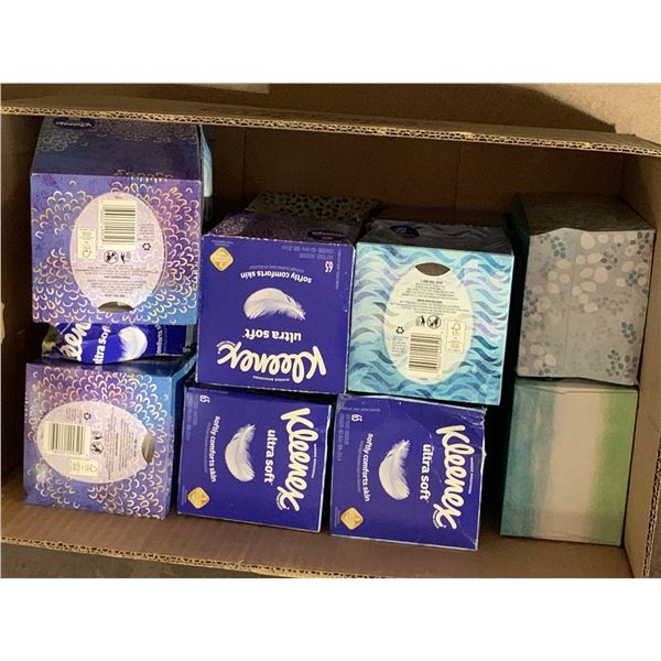 Box Lot of Facial Tissues 13 small boxes 2 large boxes
