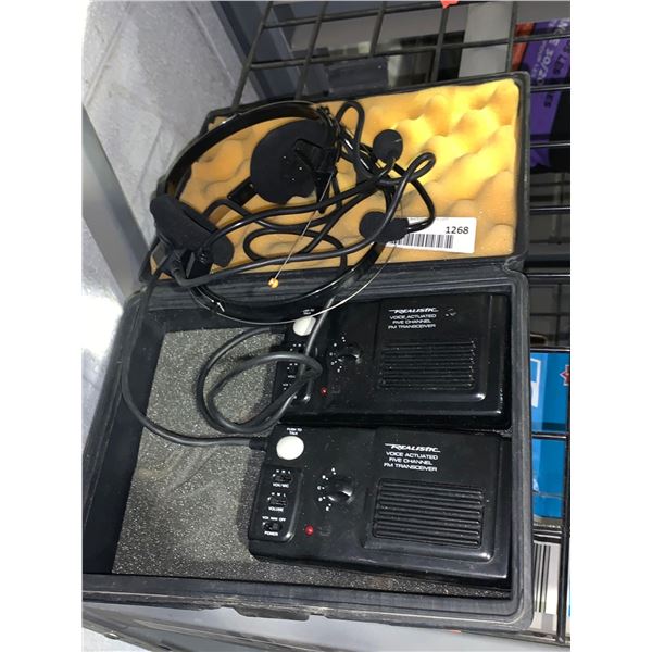 Pair of Realistic Brand  Voice Operated Two-Way 5-Channel Transceiver Set in Storage Case