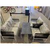 Image 1 : 4 Piece Wicker & Metal Patio Set, 2 Chairs 1 bench and a coffee table with Matching Beige Cushions
