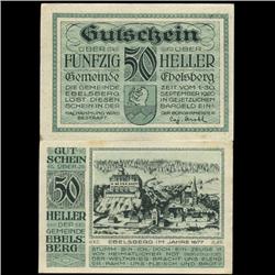1920 Austria Ebelsberg 50 Heller GEM Rare Note (COI-3509)