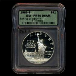 1986S Liberty Silver Dollar Coin PR70 Graded (COI-3527)