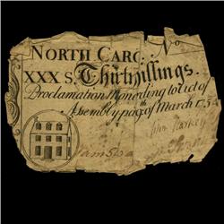 1754 North Carolina 30 Shilling Colonial Note (COI-3810)