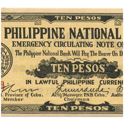 1941 Philippines 10 P Guerrilla Note WW2 (COI-960)